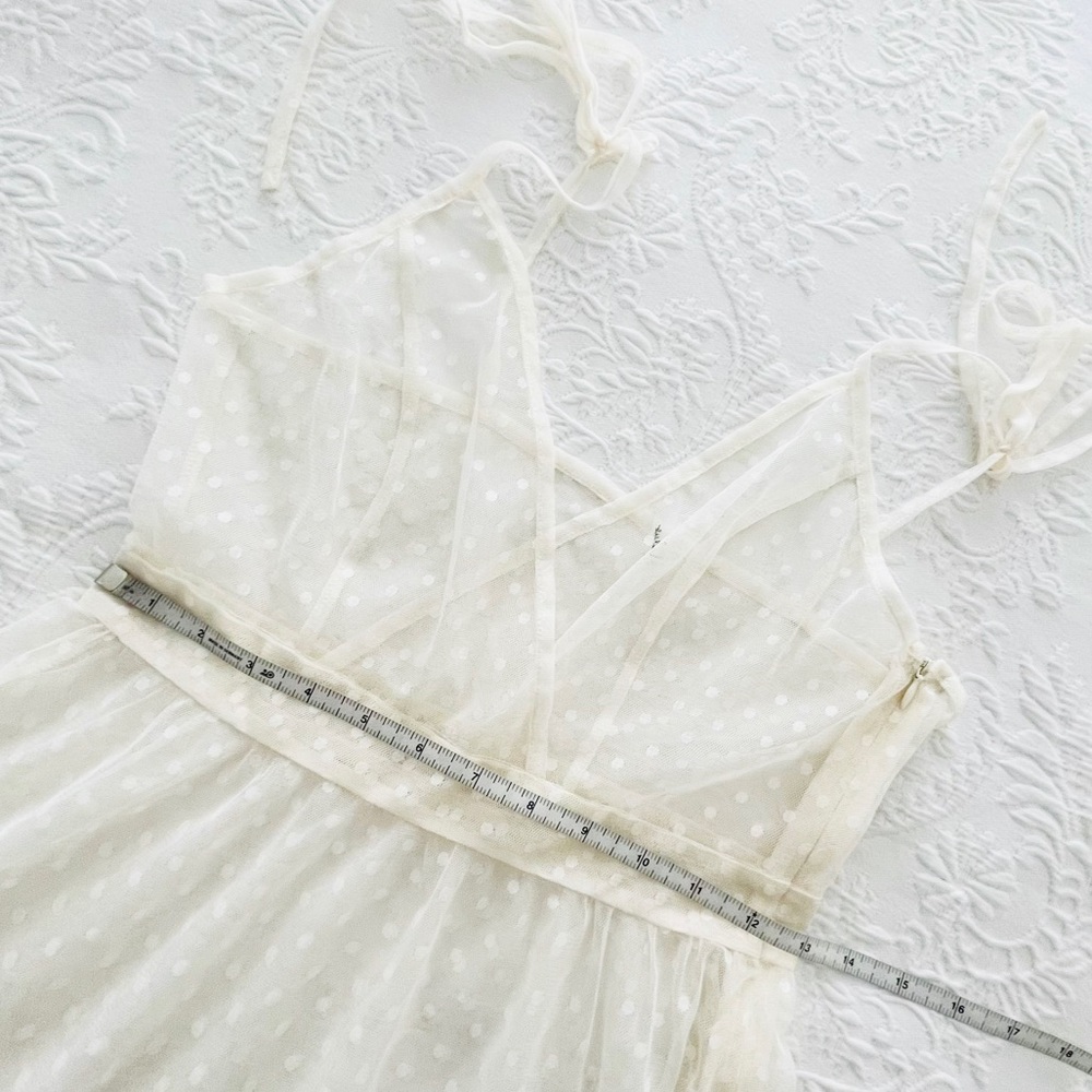 NWOT Lulus Cruise to Catalina Ivory Swiss Dot Sheer Maxi Swim Cover-Up Small - Picture 13 of 14